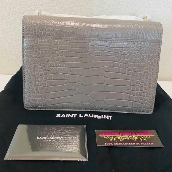 YSL SUNSET Medium Croc black Crossbody Brand New - Picture 4 of 12